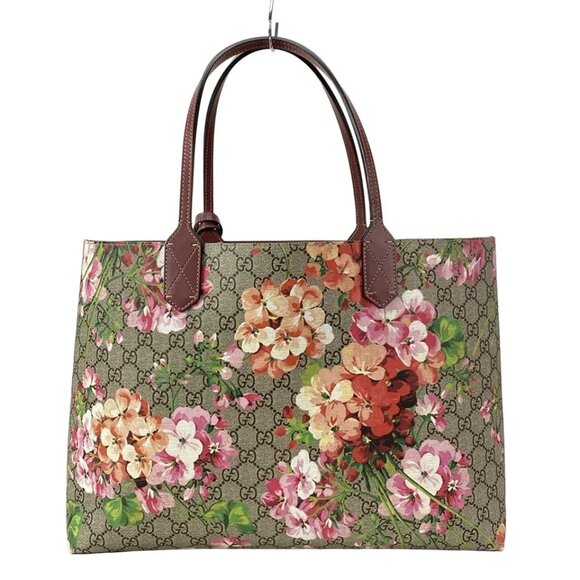 GUCCI GG Blooms Medium Reversible Leather Tote Beige Red Multi PVC - 855-072625 - Picture 2 of 14